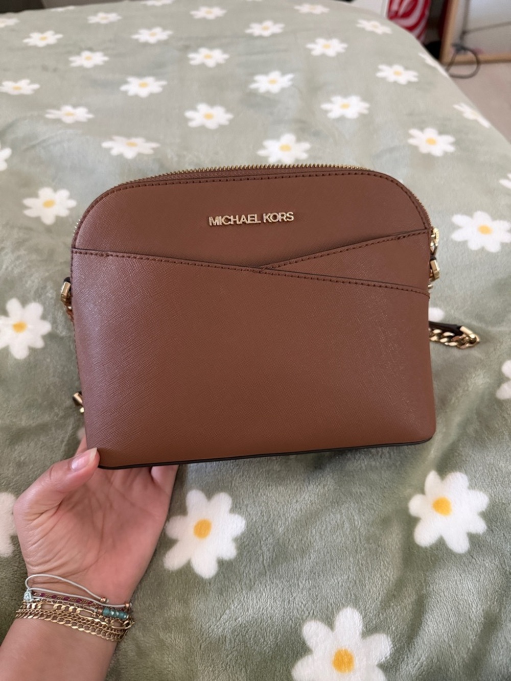 Michael Kors Cognac Saffiano Leather Crossbody Bag